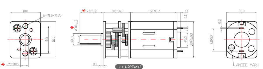 GM12N20指纹锁微型直流电机工程图